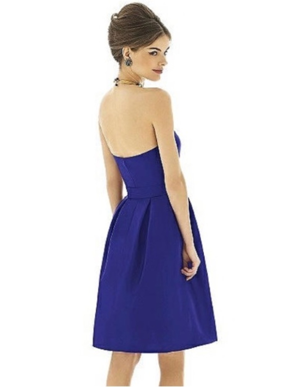 Alfred Sung Royal Blue Satin Strapless Mini Dress Size 10